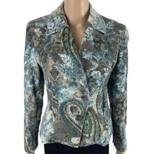 Javier Simorra Barcelona floral paisley blazer jacket lined shoulder pads size 4